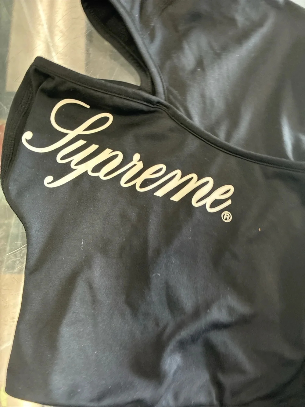 Supreme New York Script Logo Balaclava Size OSFA Black Face Mask Used Rare